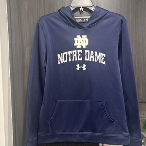 Under Armour Navy & White Notre Dame Pullover Hoodie, Like New